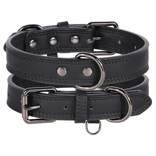 Weiches und bequemes Hundehalsband aus echtem Leder, verstellbar, für Deutscher Schäferhund, Labrador, Französische Bulldogge, Braun, Schwarz, Größe M Weiches und bequemes Hundehalsband aus echtem Leder, verstellbar, für Deutscher Schäferhund, Labrador, Französische Bulldogge, Braun, Schwarz, Größe M von HAQEPO
