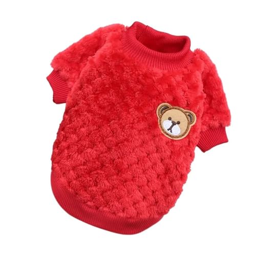 Welpenkatze Pullover Winter Fleece Warme Hund Jacke Kleidung Chihuahua Bulldog Shiba Inu Yorkshire Terrier Mops Weste,Rot,XL von HAQEPO