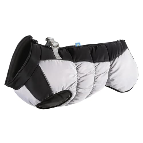 Winter Fleece Warm Warm Greyhound Bulldog Labrador Stretch Hoher Kragenmantel wasserdichte Winddichte Schneebesichtige Haustiermantel,Schwarz,XL von HAQEPO