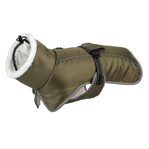 Winter Kaltdichtes Fleece Warm Warm Großer Hundejacke wasserdichte Reflektierende Labrador Bulldogge Greyhound Shiba Inu Schne Mantel,Grün,2XL von HAQEPO