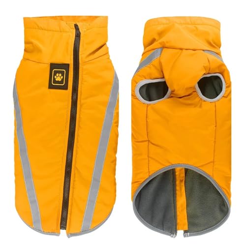 Winter Warmes Fleece Mit Großer Hundejacke Kleidung Im Freien wasserdichte Winddichte Französische Bulldogge Mops Labrador Mantel,Gelb,3XL Winter Warmes Fleece Mit Großer Hundejacke Kleidung Im Freien wasserdichte Winddichte Französische Bulldogge Mops Labrador Mantel,Gelb,3XL von HAQEPO