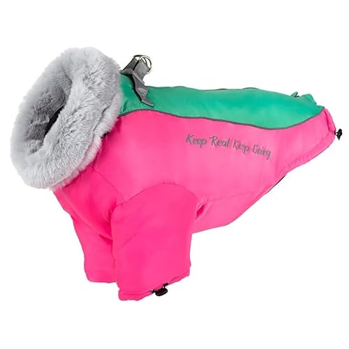 Winter Warmes Labrador Deutscher Schäferhund Golden Retriever Jacke Down Jacke Outdoor wasserdichte Winddichte Hund Schneemantel,Rose,2XL von HAQEPO
