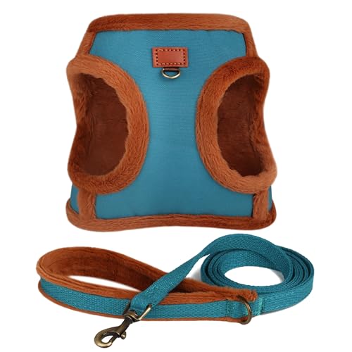 Winter Weich Bequem 3 Schicht Wärme Gepolstert Hunde Walking -Training Leine Set Für Kleine Und Mittlere Hunde Mops Chihuahua,Blau,S von HAQEPO