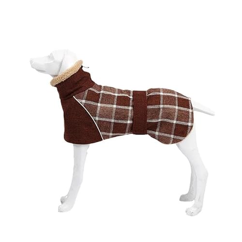 Winterwarme Fleece-Jacke Für Große Hunde, Kleidung, Modische Haustierjacke Mit Karomuster Und Gürtel, Geeignet Für Mittelgroße Und Große Hunde, Deutscher Schäferhund, Französische Bulldogge, Wind von HAQEPO