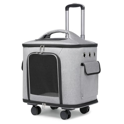 Tragetasche für Katzen-/Hunde-Kinderwagen mit Rollen, Haustier-Reisetasche, atmungsaktiver Trolley für Hund und Katze, Premium-Transport-Reisebox, Haustier-Kinderwagen-Wagen mit bequemem Kissen von HAQMG