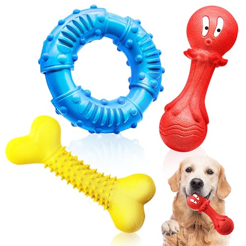 HAREDIG Kauspielzeug für Hunde für aggressive Kauer, Naturkautschuk, Hundespielzeug für große, mittelgroße und kleine Hunde, unzerstörbares Hundespielzeug, robustes Kauspielzeug für Zahnreinigung und von HAREDIG