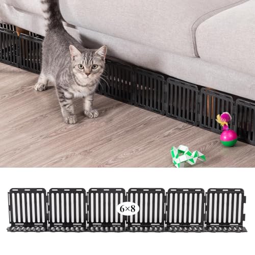 Spielzeugblocker Couch Schutz für Haustiere, Sofaschutz Katze Plastic Under Furniture Gap Protector für Sofa und Andere Möbel (Schwarz 48er Pack 24 Füße) von HARJJME