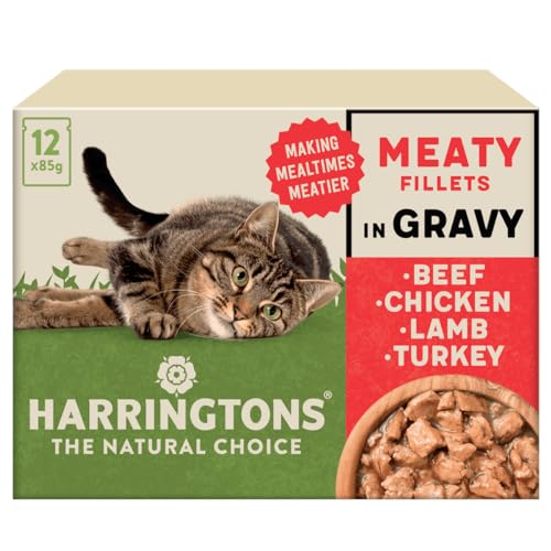 Harringtons Complete Wet Pouch Grain Free Hypoallergenic Adult Cat Food Meaty in Gravy Pack 72x85g - Beef, Chicken, Lamb & Turkey - Making Mealtimes Meatier von HARRINGTONS