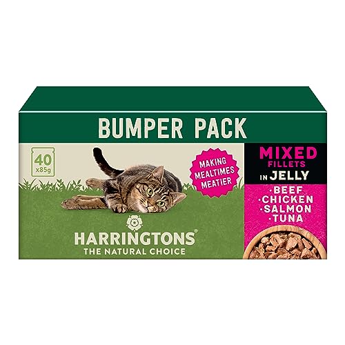Harringtons Complete Wet Pouch Grain Free Hypoallergenic Adult Cat Food Mixed in Jelly Pack 40x85g - Beef, Chicken, Salmon & Tuna- Making Mealtimes Meatier Harringtons Complete Wet Pouch Grain Free Hypoallergenic Adult Cat Food Mixed in Jelly Pack 40x85g - Beef, Chicken, Salmon & Tuna- Making Mealtimes Meatier von HARRINGTONS