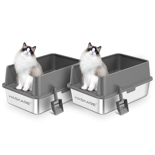 2er-Pack Katzentoiletten aus Edelstahl, Grau 2er-Pack Katzentoiletten aus Edelstahl, Grau von HASKARE