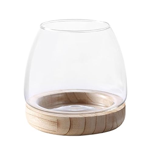 Pecera de escritorio Transparentes Glas-Aquarium, kreatives rundes Büro, Holz-Unterstützung, kleines Wohnzimmer, Zuhause, ökologisches kleines Goldfischbecken Decoración Pecera von HASMI