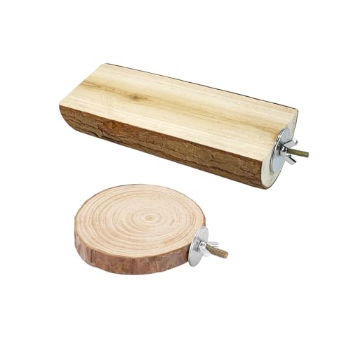 HASPET Sitzstange für Papageienkäfige, natürliche Holzplattform für Vögel (2 Packungen) von HASPET