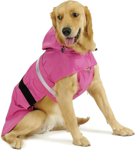 HASYA Hunde-Regenmantel, doppellagig, wasserdicht, Polyester, mit verstellbarer Taille und Kapuze, Rosa, Größe 3XL HASYA Hunde-Regenmantel, doppellagig, wasserdicht, Polyester, mit verstellbarer Taille und Kapuze, Rosa, Größe 3XL von HASYA