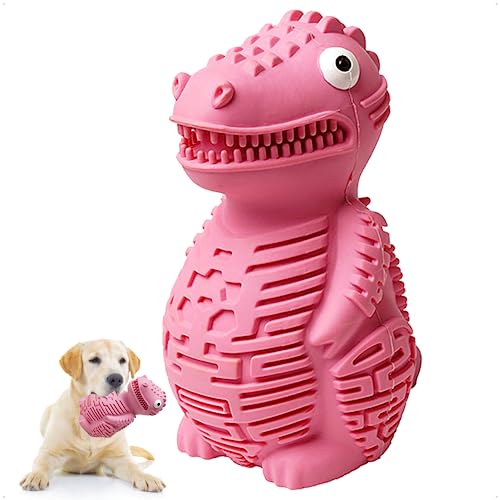 Hundespielzeug, Welpenspielzeug mit Zahnreinigung und Lebensmittelverschüttungen, Kauspielzeug, Gummi-Leckerli-Spender, Spielzeug für mittelgroße und kleine Hunde (Rosa) von HATNOKIL