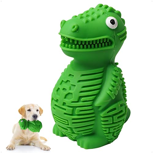 Hundespielzeug, Welpenspielzeug mit Zahnreinigung und Lebensmittelverschüttungen, Kauspielzeug, Gummi-Leckerli-Spender, Spielzeug für mittelgroße und kleine Hunde (grün) von HATNOKIL
