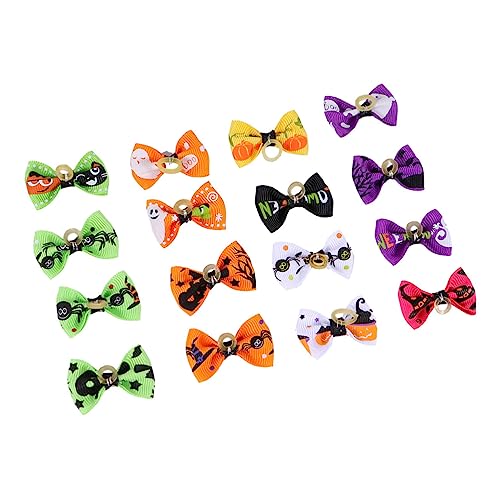 HAWILLOSCH 16 Stück Haustier Schleifen Kopfschmuck Krawattenhaar Halloween Hundeschleife Farbe Süß Elastisch Katzen Halloween Hund Kleine Schleifen Zufällige Farbe von HAWILLOSCH