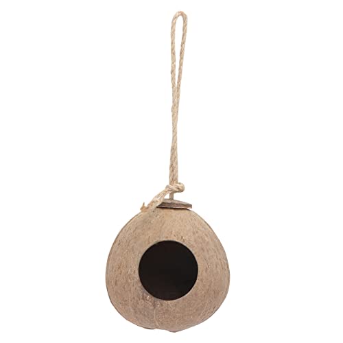 HAWILLOSCH Gourd Shaped Kokosnuss Vogelhaus Hängendes Vogel Nest aus Naturmaterialien mit Rustikalem Stil für Garten Balkon und Innenbereich Atmungsaktiv und Robust für Kleine Vögel und von HAWILLOSCH