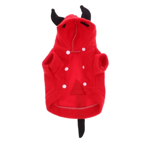 HAWILLOSCH Haustier Teufel Verwandlungs Outfit Lustiges Hundedamen Teufelskostüm Halloween Haustier Schickes Halloween Kostüm Welpe Gruselige Kapuzenjacke Jungen Outfits von HAWILLOSCH
