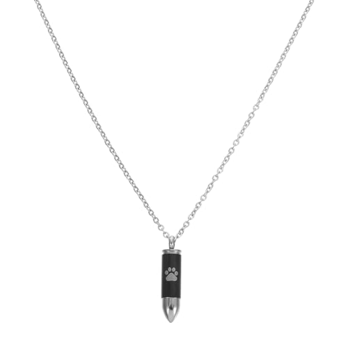 HAWILLOSCH Pfotenabdruck Gedenk Halskette für Hunde Ascheanhänger Memorial Schmuck für Haustierliebhaber Geschenkidee Trauerbewältigung Schwarz mit Kette von HAWILLOSCH