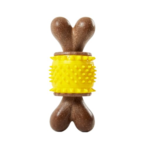 HAZARA 2 Pcs Hund Knochen Zahnen Spielzeug, Haustier Kauspielzeug Zahnen Sticks, Hund Kauspielzeug Zähne Reinigung Hund Knochen Spielzeug, kreative Hundespielzeug langlebig-Yellow von HAZARA