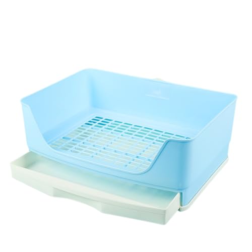 HAZARA Kaninchen Schublade Gehäuse Wurfbox, Haushalt Wurfbox Kaninchen Trainer Waste Tray, große Größe Pet Potty Toilette spritzwassergeschützt Urinal für Hamster-Blue von HAZARA