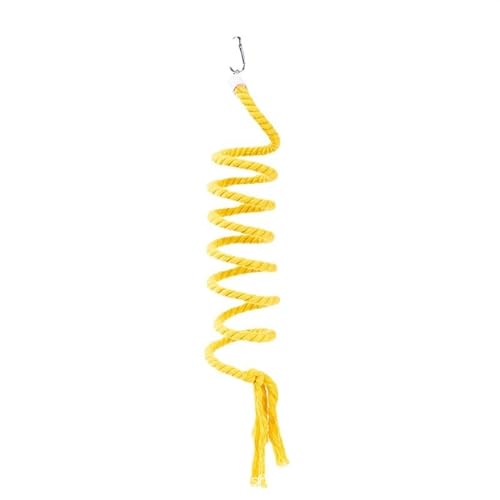 HAdLAm Papageien-wellensittich Spielzeug, Baumwollseil-Spielzeug, Nymphensittich Spielzeug, Baumwollseil-Schaukel-vogelspielzeug, Stehende Stange (Color : Gelb, Size : L) von HAdLAm