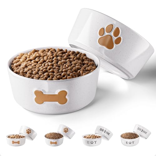 Keramik-Hundenapf, 2er-Set, mit rutschfester Unterseite, 16,5 cm breit x 6,3 cm hoch, Keramik, mittelgroße Hunde, 3 Tassen, Futter- und Wassernäpfe für Hunde, Gummi-Unterseite, 2 Stück, mittlere Größe Keramik-Hundenapf, 2er-Set, mit rutschfester Unterseite, 16,5 cm breit x 6,3 cm hoch, Keramik, mittelgroße Hunde, 3 Tassen, Futter- und Wassernäpfe für Hunde, Gummi-Unterseite, 2 Stück, mittlere Größe von HB Design Co.