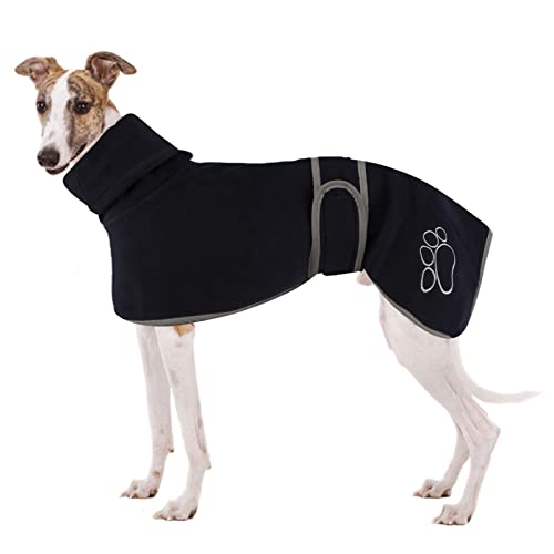 Windhund-Fleecemantel, Whippet Mäntel, Lurcher Cosy Fleecepullover, Whippetpullover, Windhund-Wintermantel, Hundejacke Mantel mit warmem Fleecefutter und verstellbaren Bändern für Salukis (XL, von HBJSP