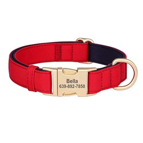 Anti verloren personalisierte Hundehalsband wasserdichte Hund Schnalle Kragen gepolstert ID Halskette(Red 2,L) von HBJzxlOK
