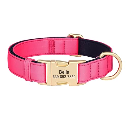 Anti verloren personalisierte Hundehalsband wasserdichte Hund Schnalle Kragen gepolstert ID Halskette(Red 5,M) von HBJzxlOK