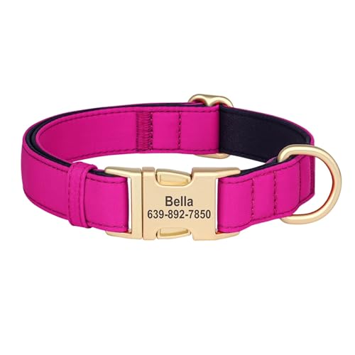 Anti verloren personalisierte Hundehalsband wasserdichte Hund Schnalle Kragen gepolstert ID Halskette(Rose,L) von HBJzxlOK