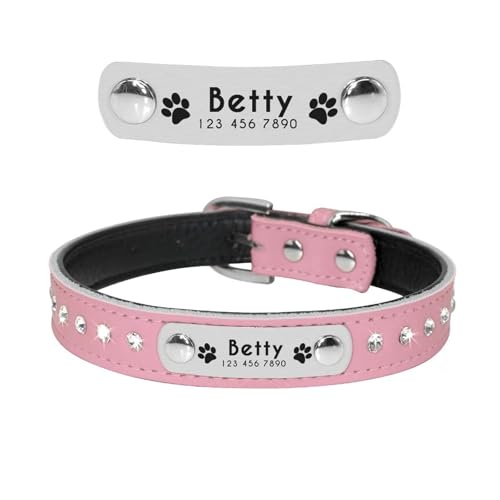 Benutzerdefiniertes Hundehalsband mit Strasssteinen, gepolstert, personalisiertes Hunde-ID-Halsband(Red 5,XS) von HBJzxlOK