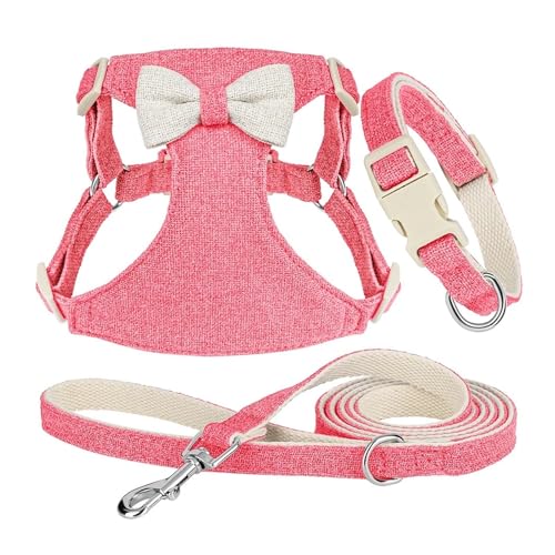 Bowknot Hunde- und Katzenhalsband-Leine-Set Bowknot Welpen- und Katzenhalsbandweste mit Laufleine 3-teilig(Red 5,XS) von HBJzxlOK
