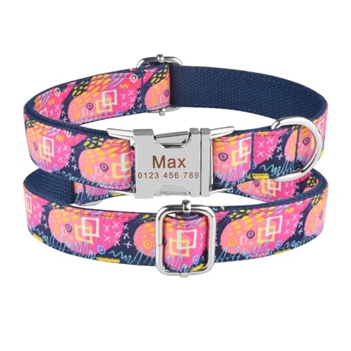 Graviertes bedrucktes Hundehalsband aus Nylon, personalisiertes Namensschild, verstellbares Halsband(Black D,XS 22-31cm) von HBJzxlOK