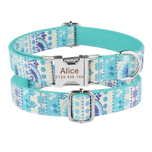 Graviertes bedrucktes Hundehalsband aus Nylon, personalisiertes Namensschild, verstellbares Halsband(Blue 1,S 26-40cm) von HBJzxlOK