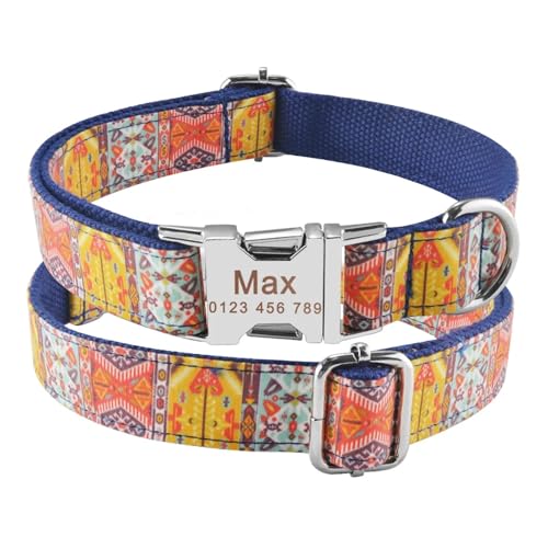 Graviertes bedrucktes Hundehalsband aus Nylon, personalisiertes Namensschild, verstellbares Halsband(White,XS 22-31cm) von HBJzxlOK