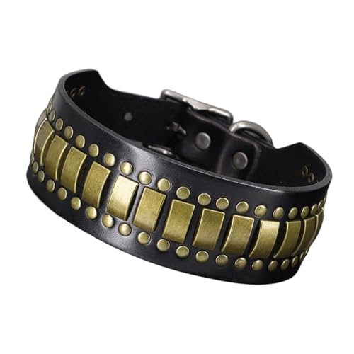 Halsbänder aus echtem Leder Halsbänder mit Spikes Hundehalsbänder aus Edelsteinleder(Blue 2,L 43-50cm) von HBJzxlOK