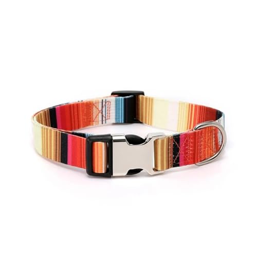 Haustier-Halsband, gestreiftes Polyester, Hundeleine, verstellbares Nylon-Hundehalsband, personalisiert(Red,M) von HBJzxlOK