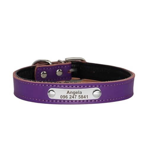 Weiches Leder Hundehalsband Personalisiertes Halsband Benutzerdefinierter Haustiername ID Halsband Gravur(Black 4,M) von HBJzxlOK