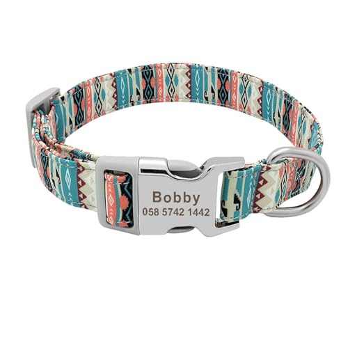 Hundehalsband Leine Personalisiert Benutzerdefiniertes Nylon Hundehalsband Leine Name ID Tag Halsband(Green 2,M) von HBJzxlOK