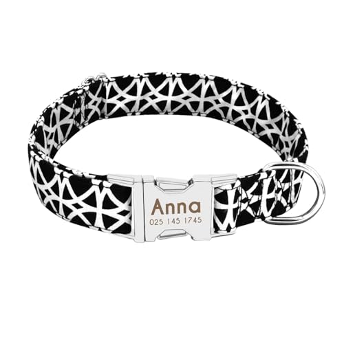 Hundehalsband Personalisiert Nylonhalsband Gravierte Namens-ID(Black 4,M) von HBJzxlOK