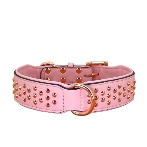 Hundehalsband aus genietetem Leder, strapazierfähig, verstellbar(Red 5,XL) von HBJzxlOK