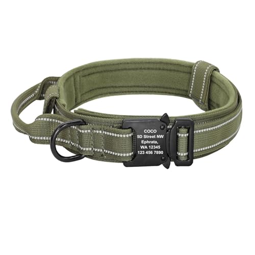 Haustier Hundehalsband Personalisiertes benutzerdefiniertes Nylon reflektierendes Hundehalsband Gravur ID Name(Green 2,M) von HBJzxlOK