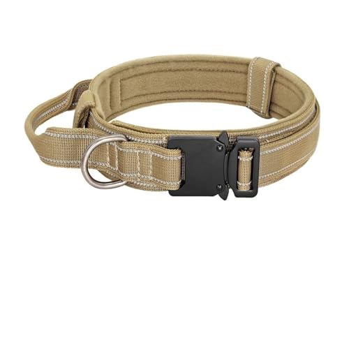 Hundehalsband mit Kontrollgriff, reflektierendes, langlebiges Hundehalsband(174 Brown,L) von HBJzxlOK