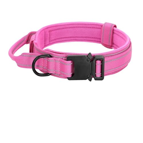Hundehalsband mit Kontrollgriff, reflektierendes, langlebiges Hundehalsband(174 pink,L) von HBJzxlOK
