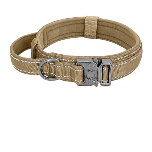 Hundehalsband mit Kontrollgriff, reflektierendes, langlebiges Hundehalsband(179 Brown,XL) von HBJzxlOK