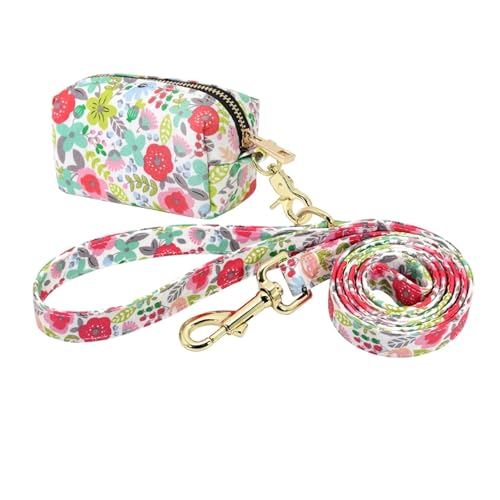 Hundeleinentasche mit Blumendruck, Snacktasche für Hundeleinen(167 Green) von HBJzxlOK