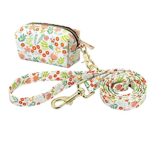 Hundeleinentasche mit Blumendruck, Snacktasche für Hundeleinen(167 orange) von HBJzxlOK