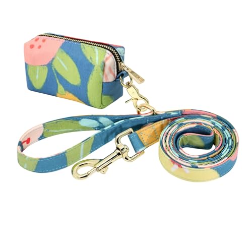 Hundeleinentasche mit Blumendruck, Snacktasche für Hundeleinen(168 Blue) von HBJzxlOK