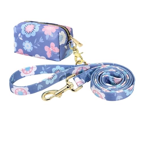 Hundeleinentasche mit Blumendruck, Snacktasche für Hundeleinen(168 Purple) von HBJzxlOK
